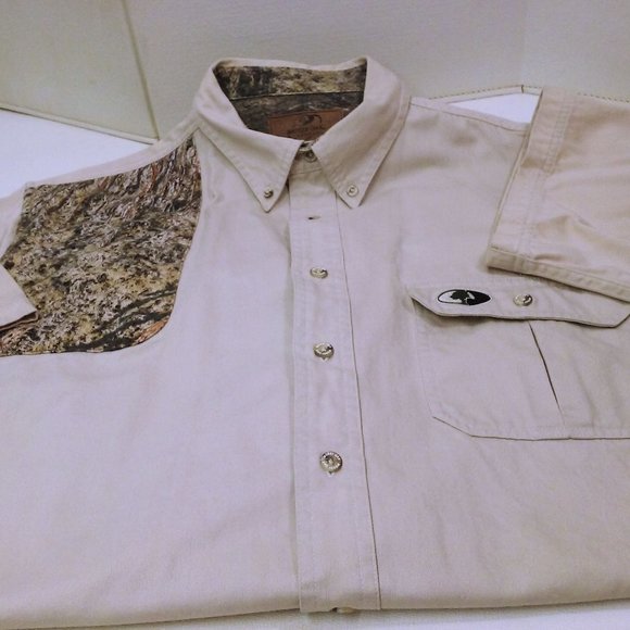 Vintage 90s Mossy Oak Shooting Shirt Shacket -XL ButtonUp Pocket Quilted SSL Tan - Picture 8 of 12